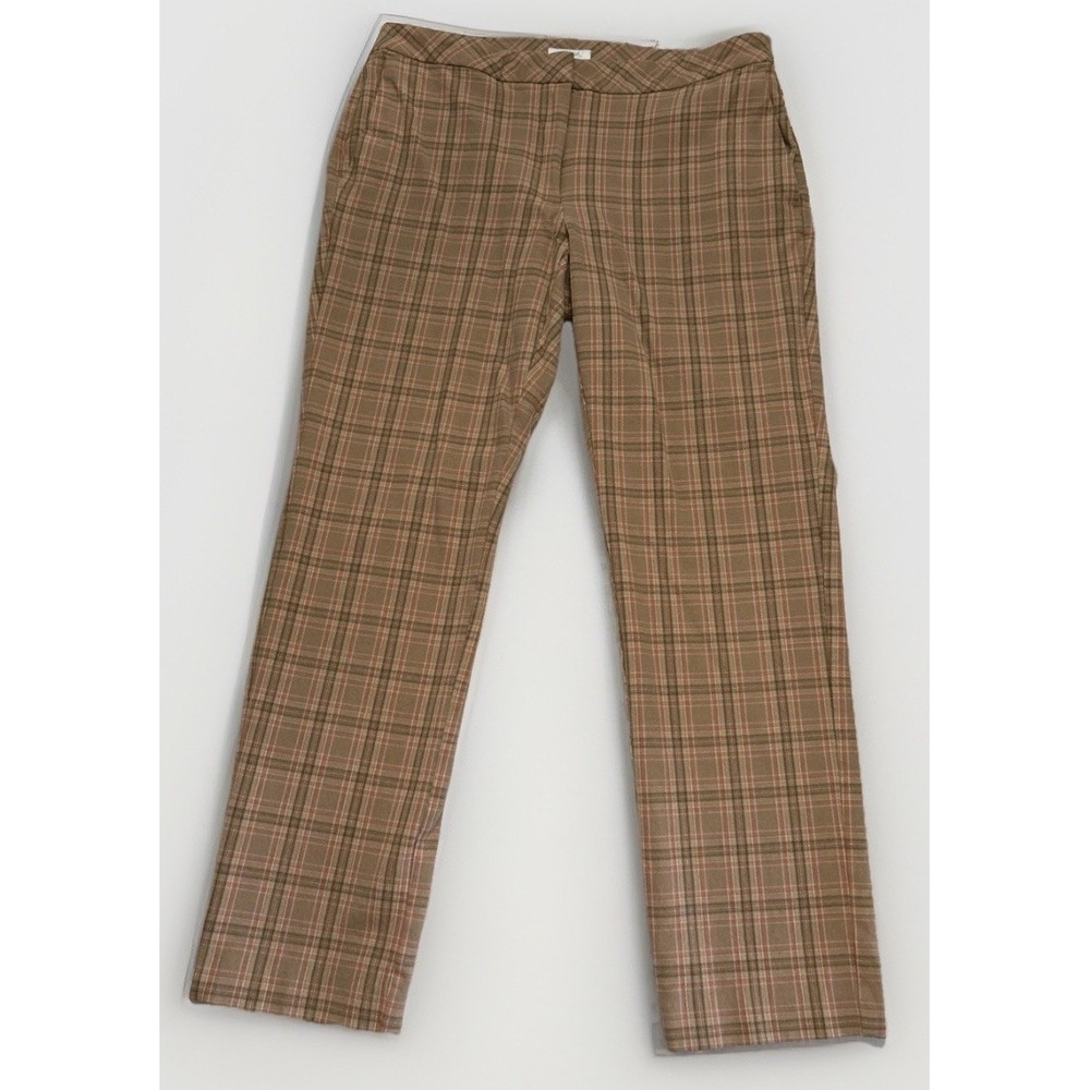 J Jill Premium Bi-Stretch Trouser Pants. Brown/Orange Plaid, Women's Sz 6
